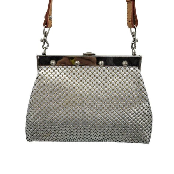 Vintage Whiting & Davis Crossbody Bag Metal Mesh Frame Clasp Silver Metallic - Picture 7 of 13